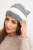 Women's winter wool hat with decorative weave K446 ecru + gray