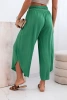 Women's viscose trousers with leg slit green