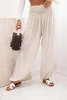 Women's viscose trousers with wide leg and ruffles beige