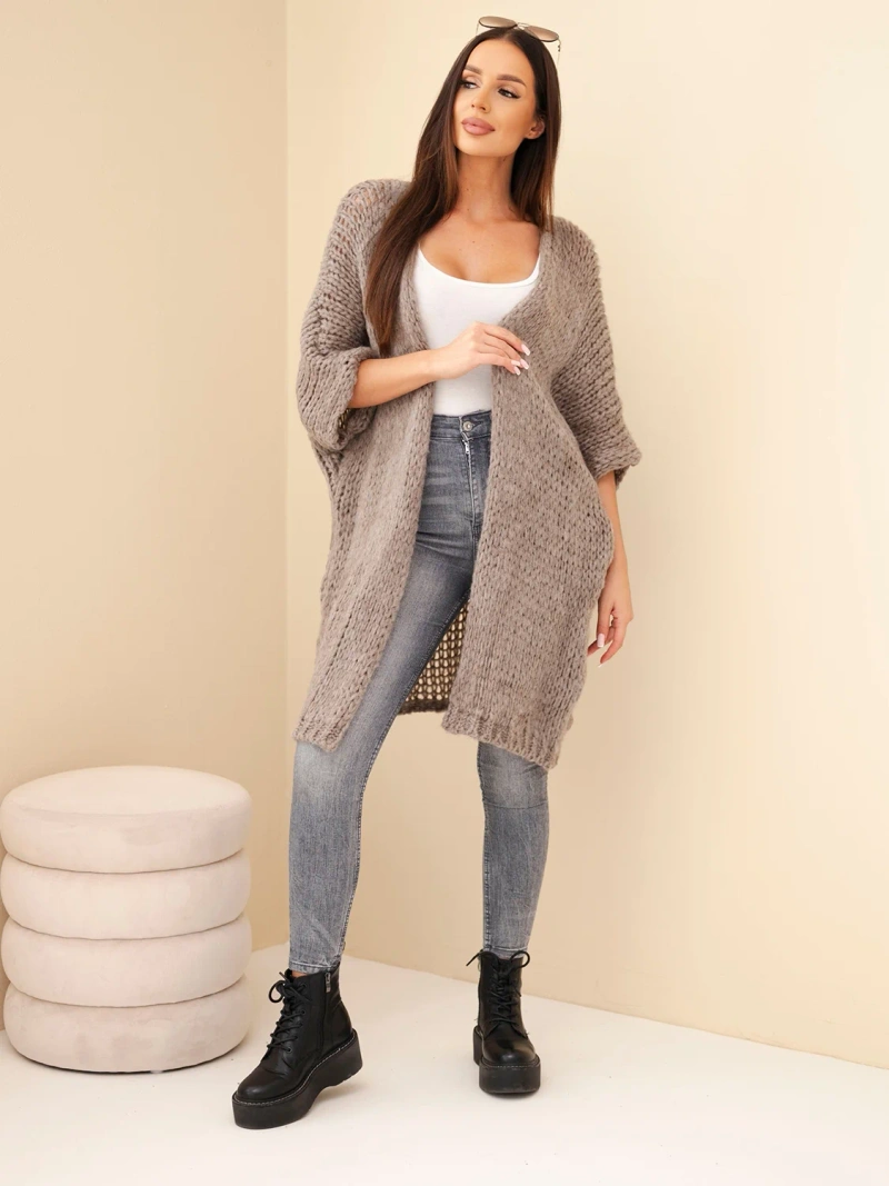 Women’s oversized loose knit cardigan without fastening fango