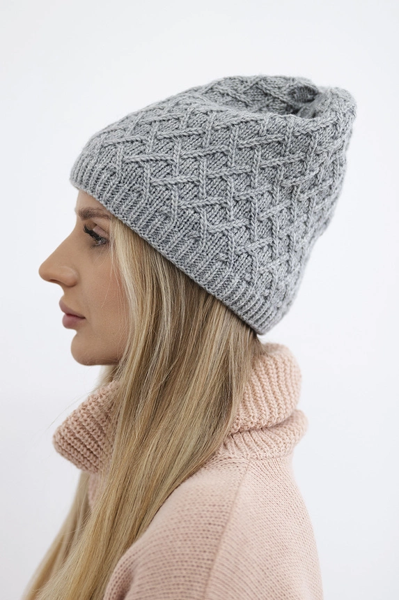 Cap with fleece Kratka K204 light gray