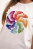 Women's cotton short-sleeve blouse with colorful print white