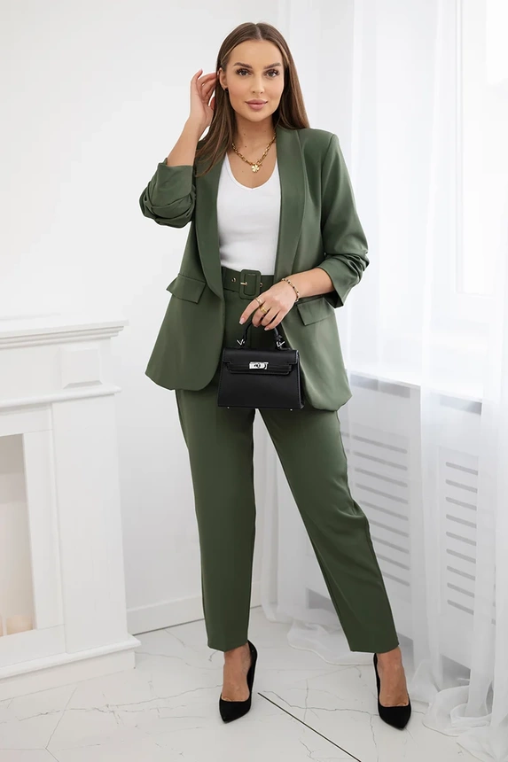Elegantná súprava saka a nohavíc Khaki