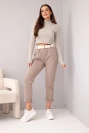 Women's cotton pants with a belt and rolled-up hem fango