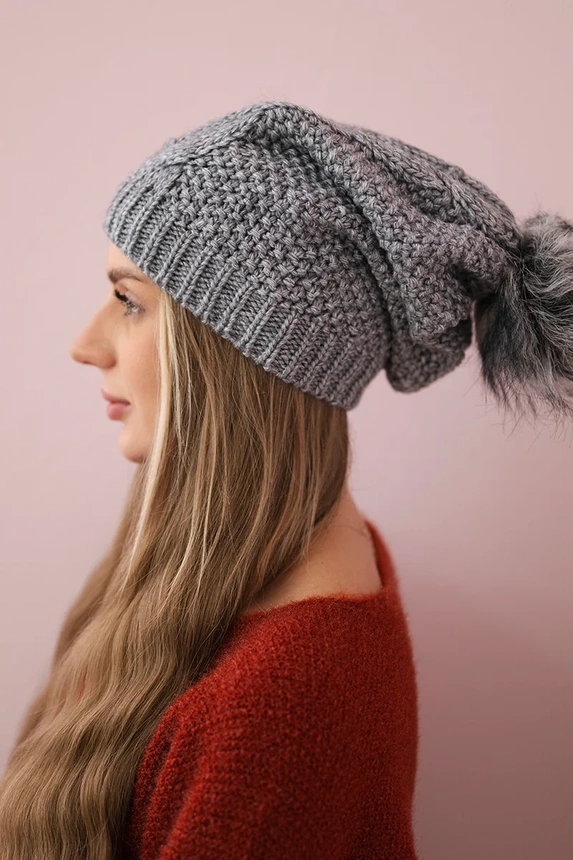 Cap with fleece Sandra K210 dark grey