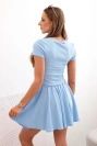 Women's set of short-sleeved blouse and flared skirt blue