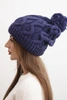 Women's winter wool hat with a thick cable knit K458 purple