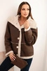 Damenjacke Plus Size mit Kapuze und Lammfell bordeaux