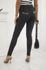 Cotton pants with cubic zirconia on the back pockets graphite