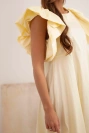 Women's cotton dress with ruffle sleeves yellow