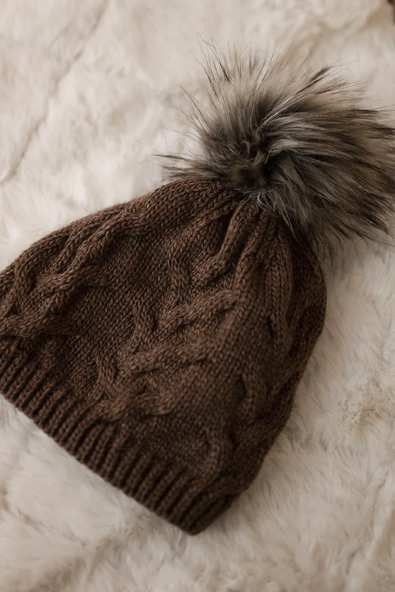 Cap with fleece Ela K242 brown