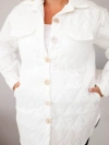 Women's Plus Size Quilted Jacket with Collar and Pockets white