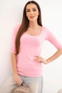 Bluse mit rundem Ausschnitt hellrosa