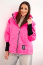 Gesteppte Damen-Frühlingsjacke mit dekorativer Prägung und Reißverschluss neonrosa