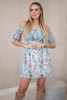 Off-the-shoulder dress with a flower pattern mint