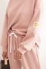 Women's set with a loose sweatshirt and pants with the word LOVE dark powder pink