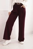 Women's wide-leg pants with a belt burgundy