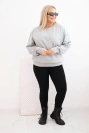 Dámska mikina s okrúhlym výstrihom Plus Size bavlnená basic šedá