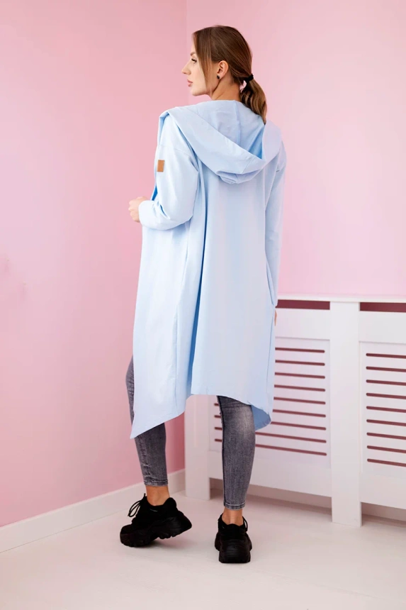 Long cardigan with hood azure