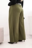 Damen Plus Size Hose mit weitem Bein und Gürtel khaki