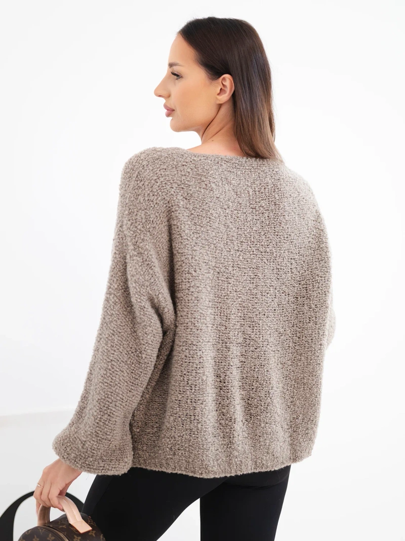 Damenpullover mit Wolle, zum Knöpfen mit V-Ausschnitt fango