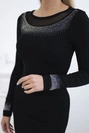 Strickkleid mit kleinem Muster schwarz
