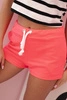Damen-Shorts aus Baumwolle mit Kordelzug neonrosa