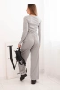 Women's viscose set with a blouse and wide pants gray