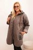 Kurtka damska Plus Size pikowana z kapturem i napisem HOPE cappucino