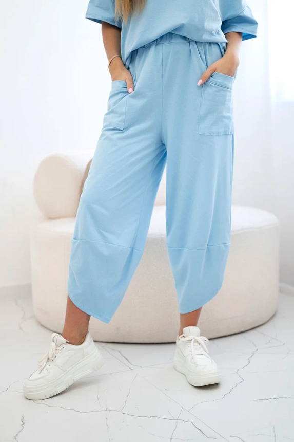 Baumwollset Bluse + Hose blau