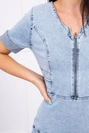 Stretch riflové šaty s výstrihom na zips S/M-L/XL
