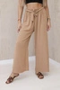 Trousers with a wide waistband camel