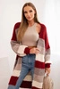 Women's cardigan with wool in colorful stripes burgundy