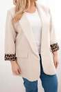 Women's Plus Size Jacket with Leopard Lining beige