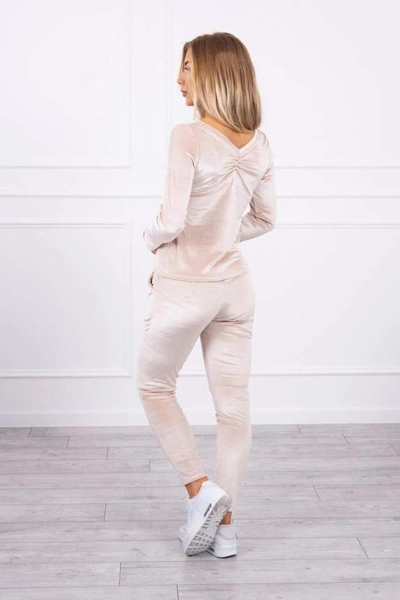 Veloursset mit Rückenfalte beige