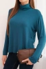 Women's viscose blouse with a turtleneck and long sleeves sea green