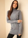 A sweater women's viscose with a turtleneck and long sleeve gray