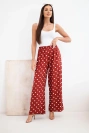 Women's wide-leg polka dot summer trousers with elastic waistband ginger