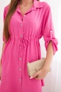 Dress with button fastening and waist tie pink