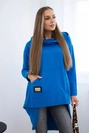 Sweatshirt with long back and hood mauve blue