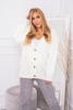 Buttoned sweater with puff sleeves ecru