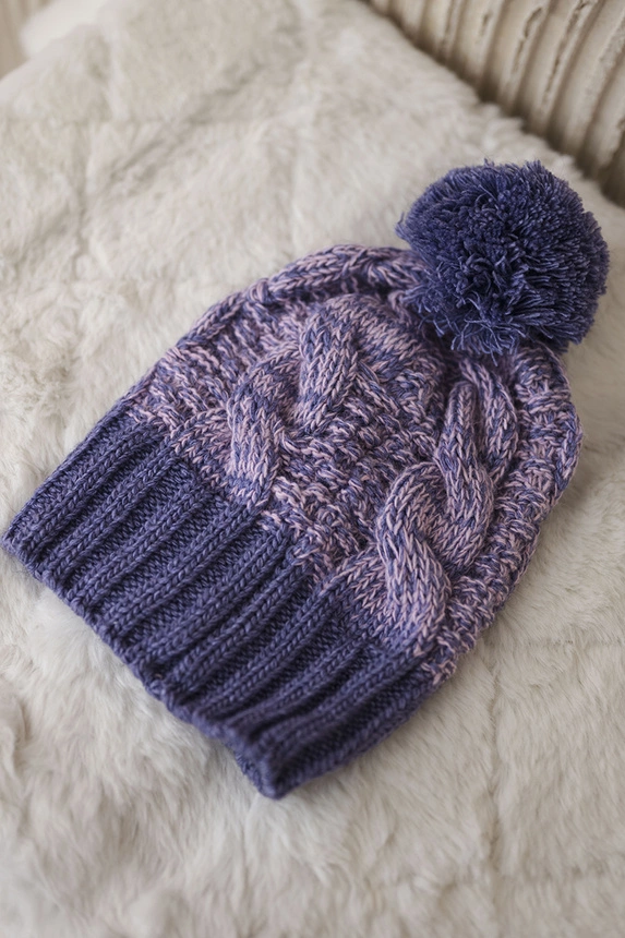 Paris vilnonė kepurė K213 purple+powder pink