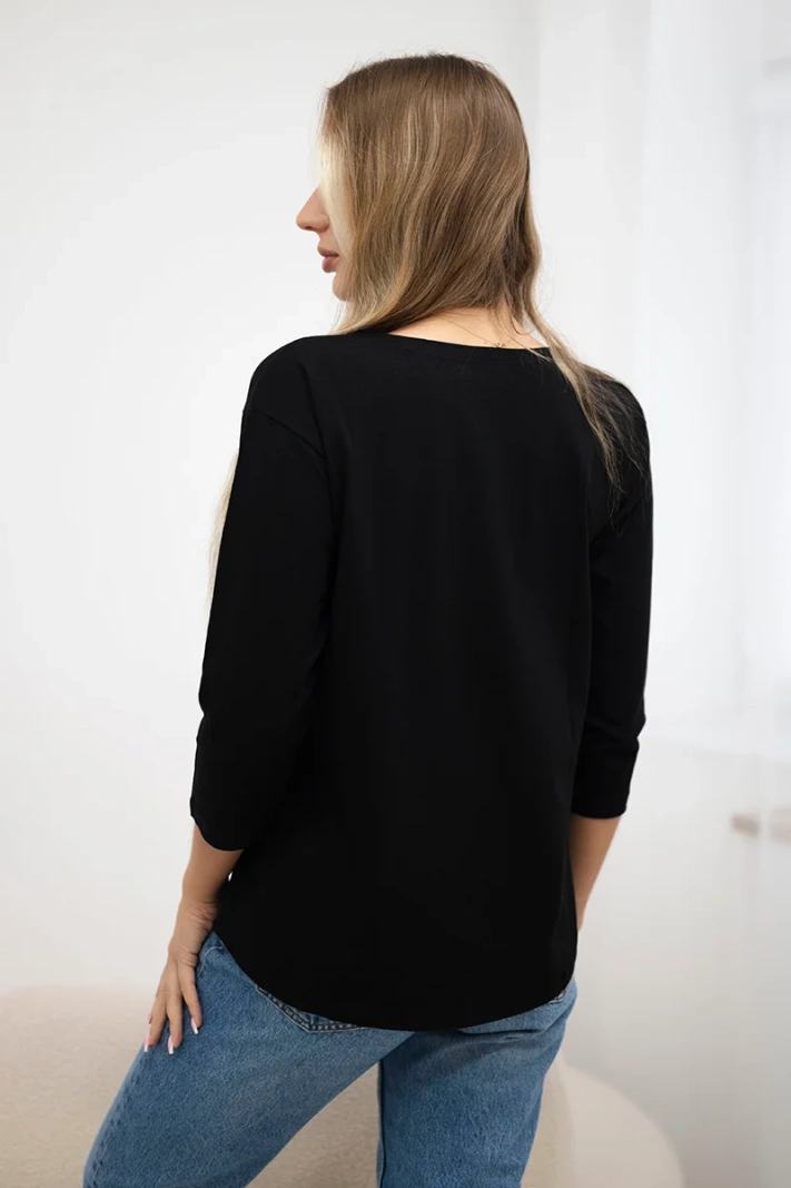 Bluse mit 3D Watch Grafik schwarz