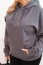 Moteriška plus size medvilninė su kapisonu ir kengūros kišene grafito spalvos