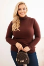 Women's viscose Plus Size sweater with a classic cut turtleneck brown