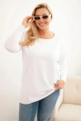 Damenbluse Plus Size aus Baumwolle mit Rundhalsausschnitt weiß