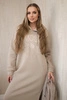 Long insulated dress with embroidery light beige