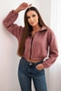 Suede zipper sweatshirt dark pink