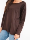 Women's loose-fit cotton blouse with an elongated back brown