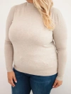 Dámský svetr Plus Size z viskózy s rolákem béžový